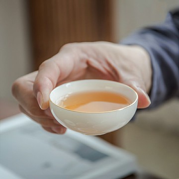 描金陶瓷主人杯單杯 功夫茶茶具 手工白瓷小茶杯茶盞品茗杯