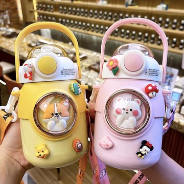 噗嘰噗嘰同款杯子大肚保溫杯不銹鋼大容量耐高溫吸管杯學生兒童