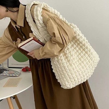 の包包裡✨韓係ins風 雲朵包 超大容量 托特包 慵懶褶皺泡泡帆布女包 單肩包 手提包 購物袋 上班包包 通勤包