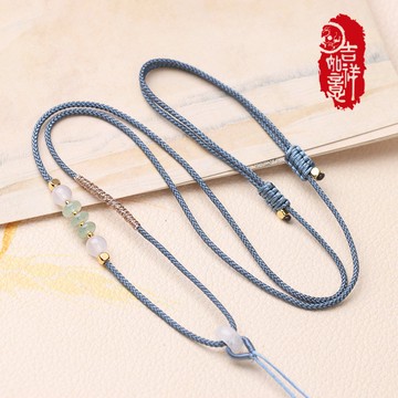 編織項鏈 算盤珠吊墜繩 綁翡翠平安扣黃金掛脖繩批發 高檔仿東陵玉項鍊繩