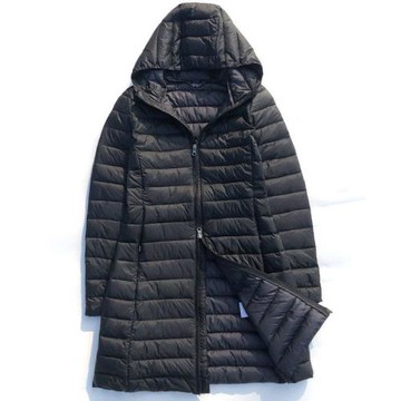 德國外貿 中長款超輕羽絨棉女修身顯瘦大碼棉服連帽外套秋冬