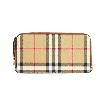 BURBERRY 格紋簡易窄款拉鍊長夾(經典米色) 8109805 A9534