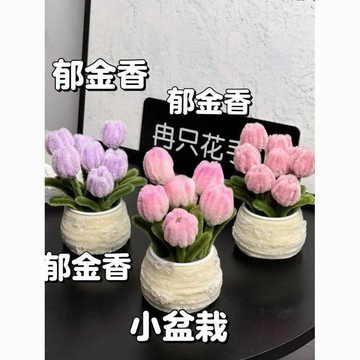 熱銷🥇扭扭棒小盆栽diy材料包自制鬱金香小花束擺件送朋友生日禮物桌面diy手作材料包 編織材料包 手工編織 手作