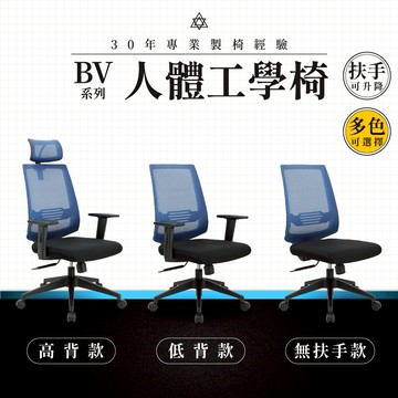 【專業辦公椅】人體工學椅-BV系列｜多款多色 扶手升降 彈性網布 會議椅 工作椅 電腦椅 台灣品牌