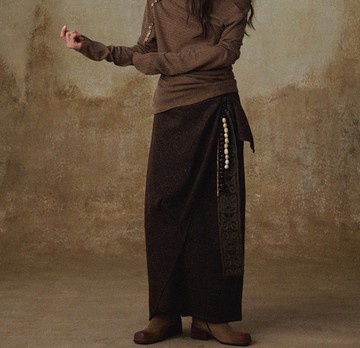 【羊毛提花】新中式復古 立體結構半身裙