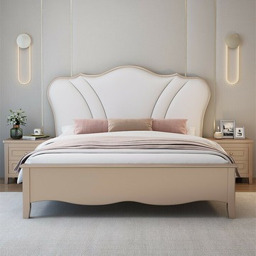 實木床 美式輕奢實木床現代簡約皮床主臥1.8米雙人床1.5米歐式軟靠公主床