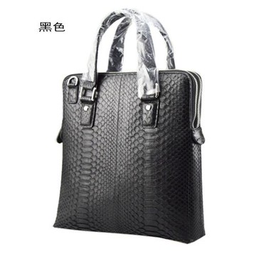 進口蟒蛇皮男包2024新款高檔真皮休閑商務男女通用電腦公文手提包