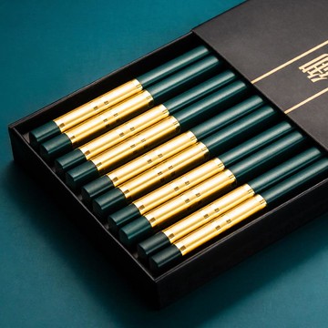 合金筷子家用高檔防滑防霉耐高溫綠色精致高端輕奢風商用餐飲公筷