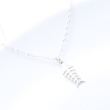 【Angel & Me】幸福 貓咪 魚骨頭 s925 純銀 項鍊 情人節 禮物