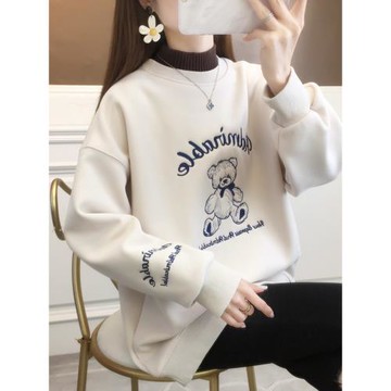 秋季女士半高領加厚加絨衛衣女春秋新款2025爆款時尚洋氣上衣外套