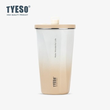 TYESO®保溫杯冰霸杯保溫瓶咖啡杯吸管杯不鏽鋼杯隨行杯環保杯帶吸管冷/熱TS-8848B 600ml