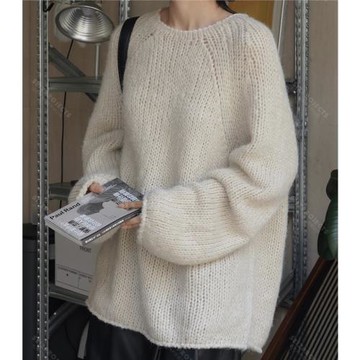 CHIC VIKI慵懶休閑粗針軟糯親膚針織套頭外套毛衣寬松顯瘦純欲