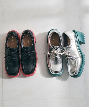 潮流炫彩方頭厚底綁帶鞋 (41103)