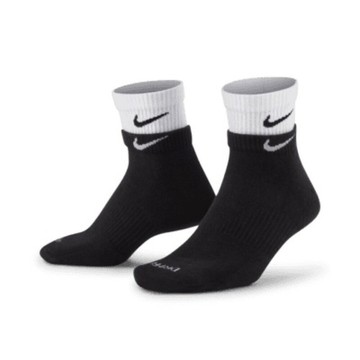 NIKE Evryyday 黑白 小勾 雙層 運動配件 襪子 DH4058-011