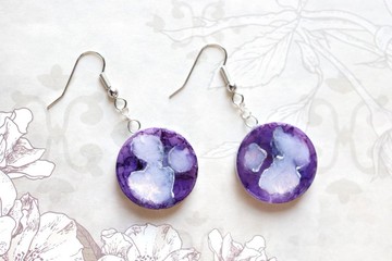 樹脂藝術 圓形耳環・月之神殿