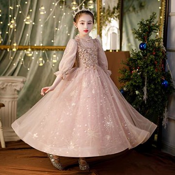 小女孩禮服高端兒童公主裙女童花童婚禮蓬紗古箏主持人鋼琴演出服