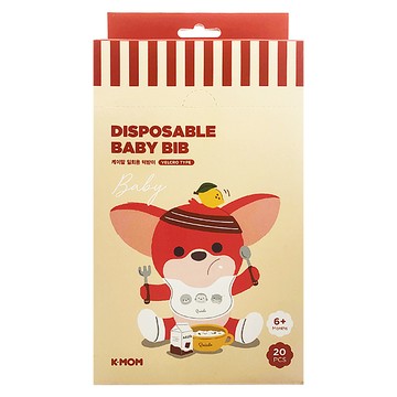 MOTHER-K K-MOM 小淘氣拋棄式圍兜 柔軟魔鬼氈 防水塗層 防勒剪裁設計  多色  20張  1盒