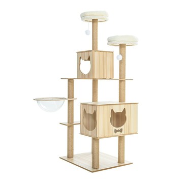 毛孩的秘密生活 一景五室喵園林間貓宅 (貓跳台/貓抓板/貓爬架/貓咪別墅) CDT7-B05  木色  1組