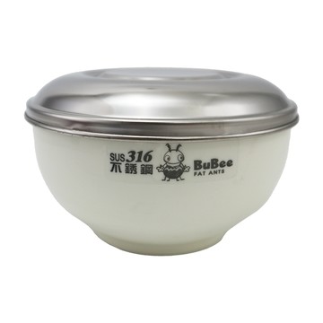 一品川流 豆豆316不鏽鋼隔熱碗-附不鏽鋼蓋-14cm-莫蘭迪藍x1入+白色x1入