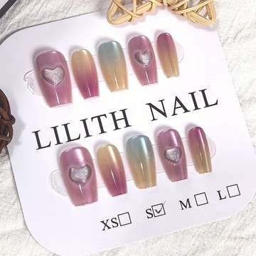 可隔日到貨！清倉特賣 泡泡愛心 猫眼穿戴甲 可拆卸顯白百搭 光療穿戴甲 美甲貼片 美甲穿戴甲  甲片 假指甲 指甲貼