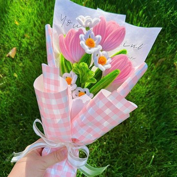 ❀【花中世界】❀鬱金香扭扭棒花束手工編織成品送女友閨蜜母親節創意情人節禮物