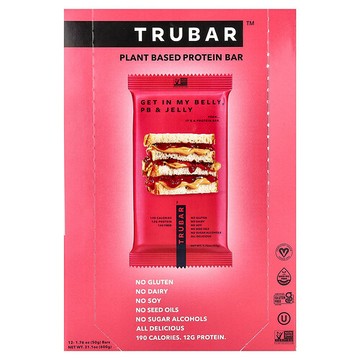 Trubar, 植物基蛋白質棒，Get In My Belly，PB&Jelly，12 根，每根 1.76 盎司（50 克）