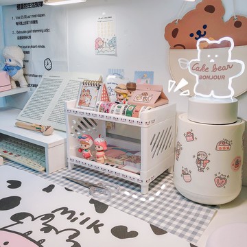 ins風少女心桌面收納架辦公書桌上多層雙層塑料化妝品收納置物架
