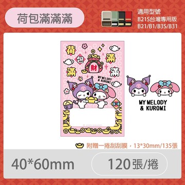 B系列專用刮刮卡標籤紙40x60mm酷洛米荷包滿滿滿 E492