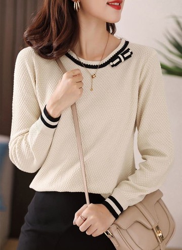 法式工藝領結針織衫