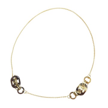 HERMES 愛馬仕 琥珀色 牛角 金屬 Eurydice 項鍊 【二手名牌BRAND OFF】