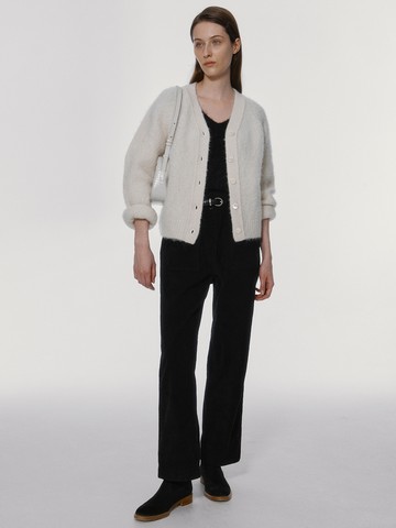 Double Folded Corduroy Pants - Black