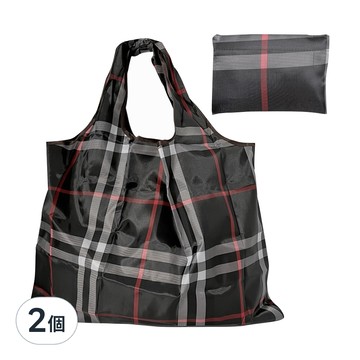 超質感厚實環保購物袋 210D加密牛津布 承重15~20KG  58 x 40cm  黑格紋  2個