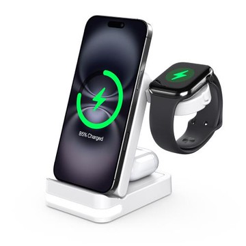 跨境新品適用于華為蘋果三星手機手表耳機三合一可折疊無線充電器