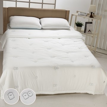 【寢室安居】韓國廣藏市場Songhwa高級刺繡水洗四季被2.3kg-雙人200*230cm-純淨白狗狗款（韓國棉被/抗塵蹣/可機洗/韓國被）_廠商直送