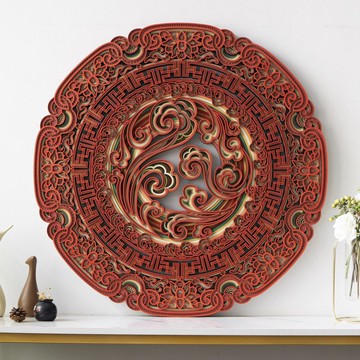 吉祥如意|創意木質新中式牆面裝潢壁飾圓形壁掛裝飾品