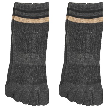 NicoFun 愛定做 英倫風中筒五趾襪 男襪 2雙 深灰色 24.5~27cm