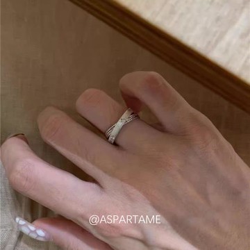 阿斯巴甜 水星記小雙環~中古vintage拉絲星芒戒指輕奢高級感指環