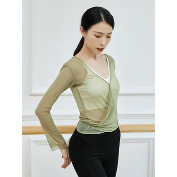 古典舞練功服演出服系帶紗衣飄逸長袖短袖舞蹈服民族舞身韻女上衣