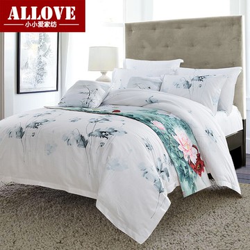 全棉中式酒店雙人床上用品四件套純棉簡約1.8m1.5m2.0米被套白色
