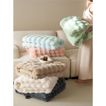 托斯卡納皮草風兔毛絨加厚毛毯輕奢高級沙發毯柔軟保暖絨毯臥室毯