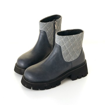 (36.37.38最後一雙)低奢菱格小香個性短靴 藍 GB920BU