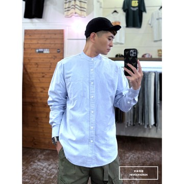 E7th.厚磅單口袋中山立領襯衫-淺藍(E780242409)