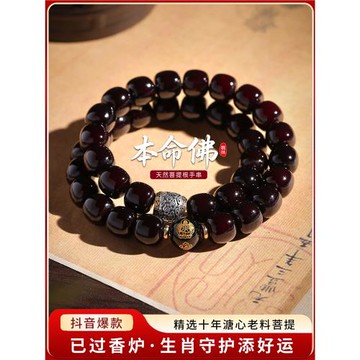 蛇年生肖守護菩提子手串雙圈老料菩提根手持文玩男女盤玩佛珠手鏈