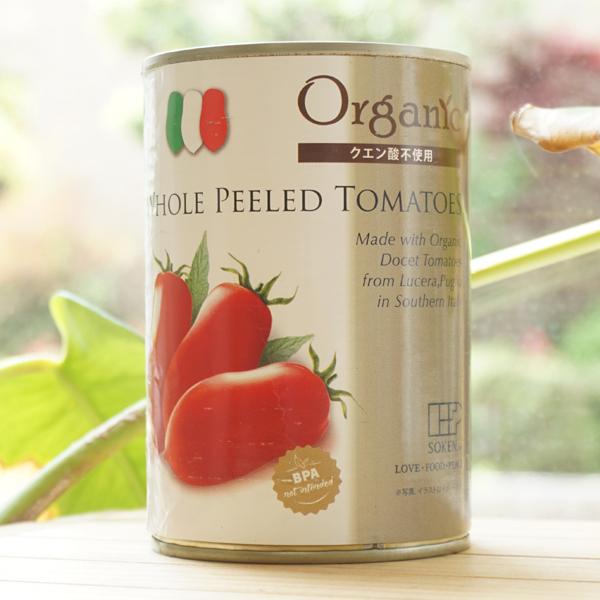 有機ホールトマト缶 400g (固形量240g) 創健社 Organic WHOLE PEELED TOMATOES