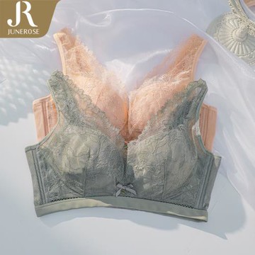 六月玫瑰內衣女大胸顯小夏季薄款無鋼圈調整型防下垂文胸女