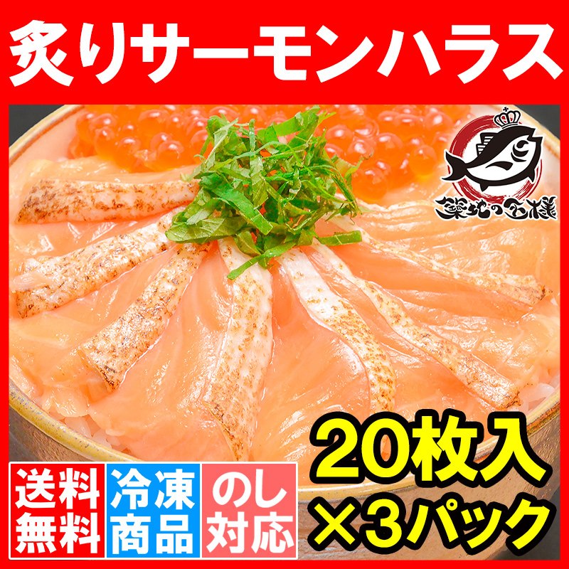 送料無料 炙りトロサーモンハラス（炙りトロサーモンスライス・１６０ｇ・寿司ネタ用２０枚×３パック）