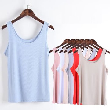 美娜舒丹莫代爾背心女豎條螺紋吊帶寬松大碼本命年大紅打底衫9260