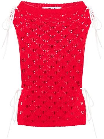 MSGM - strapless knitted top - women - Cotton - S - Red
