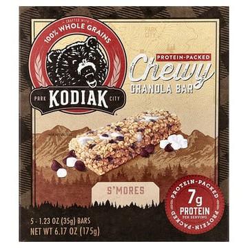 Kodiak Cakes, 耐嚼格蘭諾拉麥片棒，S'Mores，5 根，每根 1.23 盎司（35 克）
