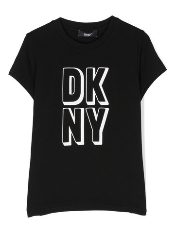 Dkny Kids - logo-print short-sleeve T-shirt - kids - Cotton/Elastane - 5 yrs - Black